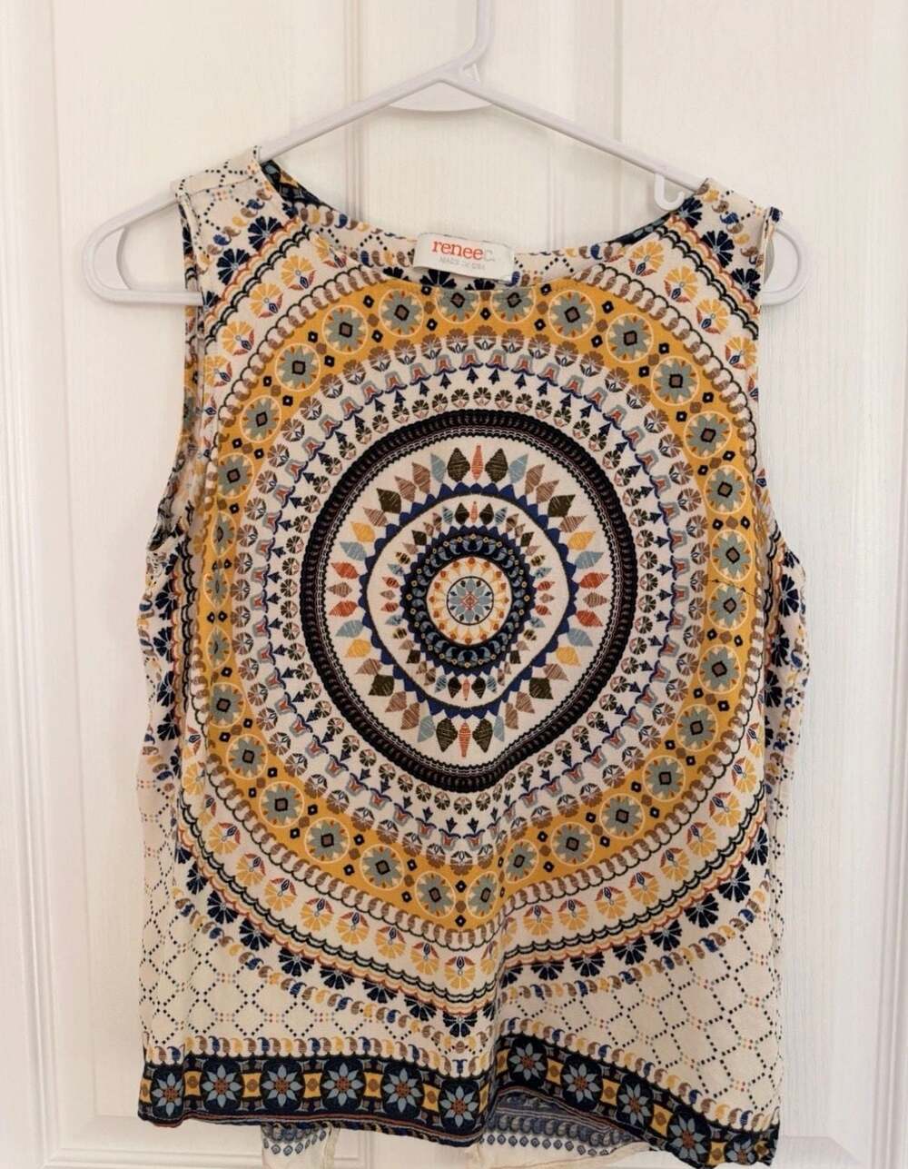 BOGO Renee C. Sleeveless Mandala Print Split Back Top